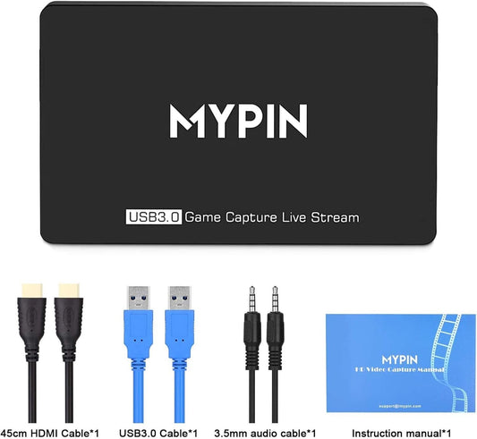 HD Game Capture Karte 4K 60fps HDR – USB 3.0 Videoaufnahme & Live Streaming Gerät | Kompatibel mit PS3, PS4, Xbox One, 360, Wii U & PC