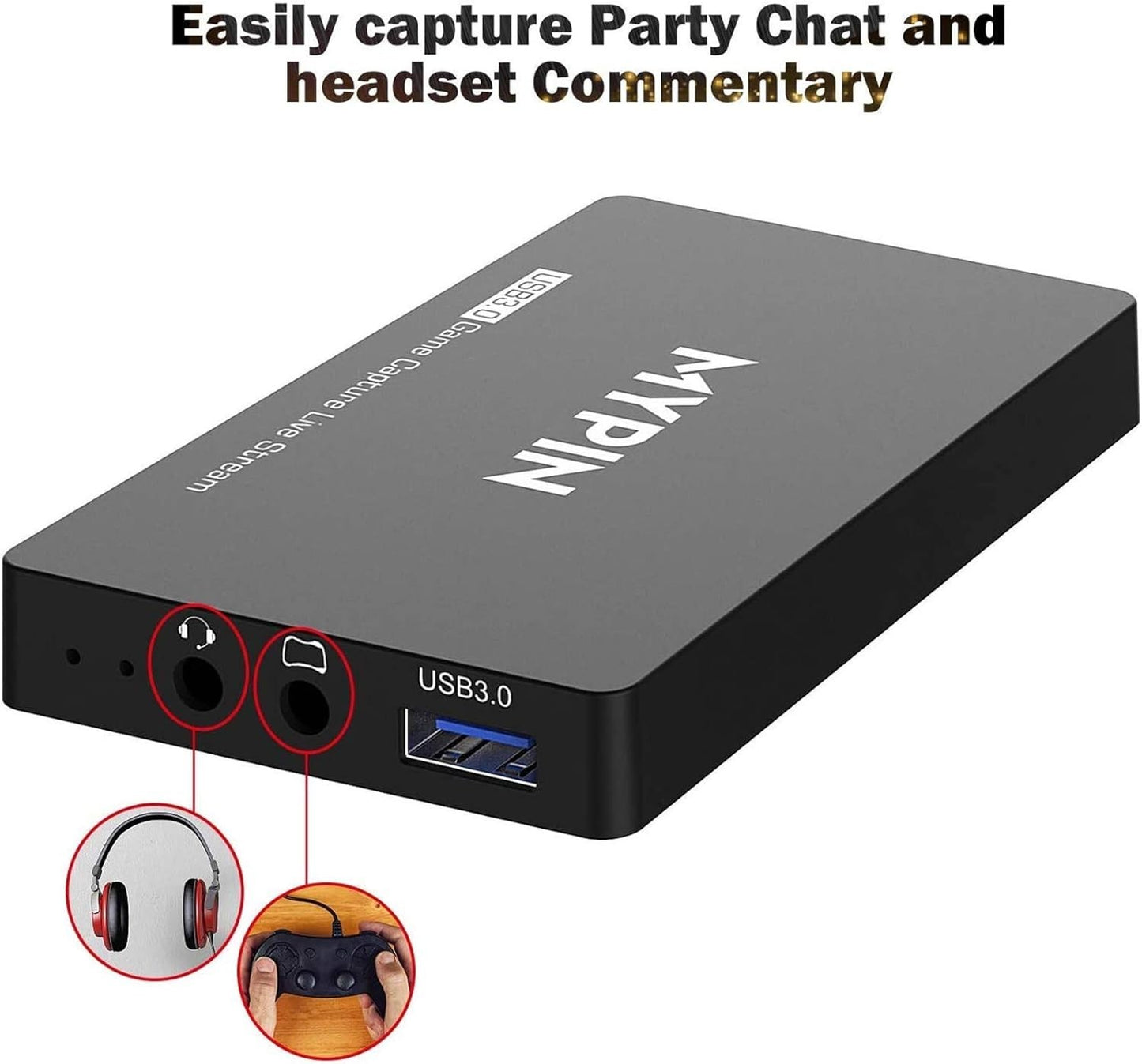 HD Game Capture Karte 4K 60fps HDR – USB 3.0 Videoaufnahme & Live Streaming Gerät | Kompatibel mit PS3, PS4, Xbox One, 360, Wii U & PC