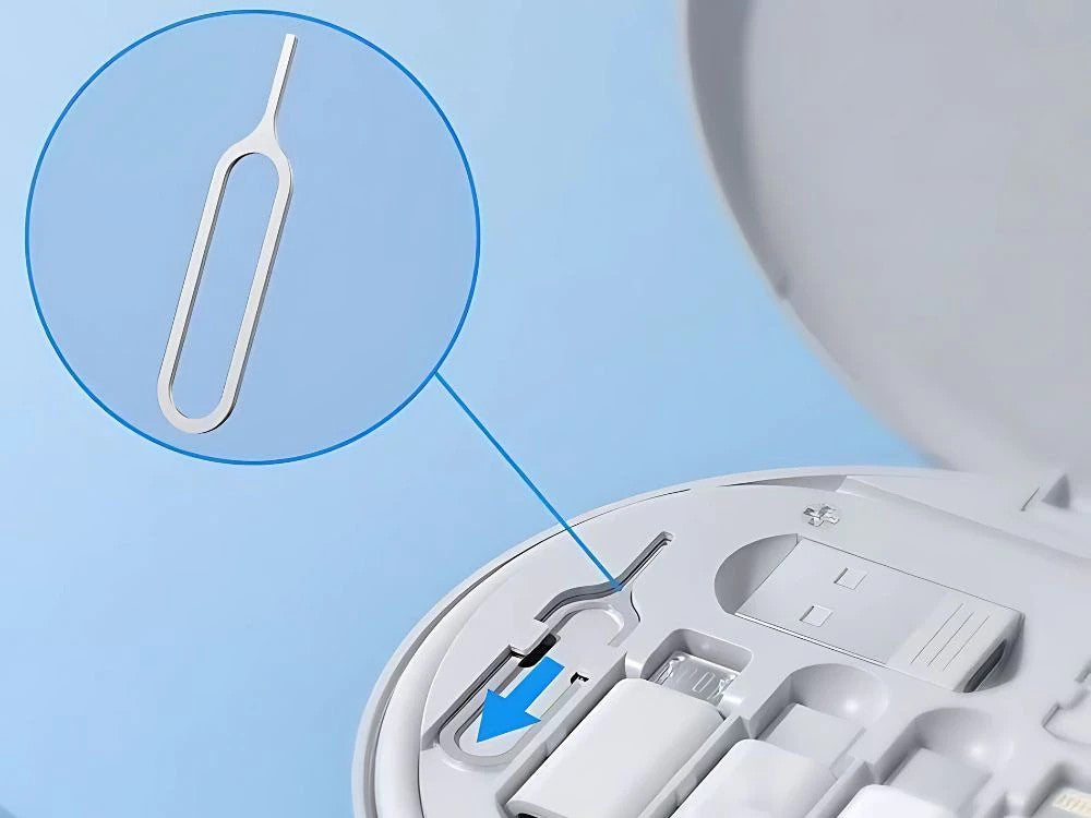 Ladekabel Adapter Set 5in1 mit Handy Stand/USB A/Type-C/Micro USB/iOS/SIM Nadel