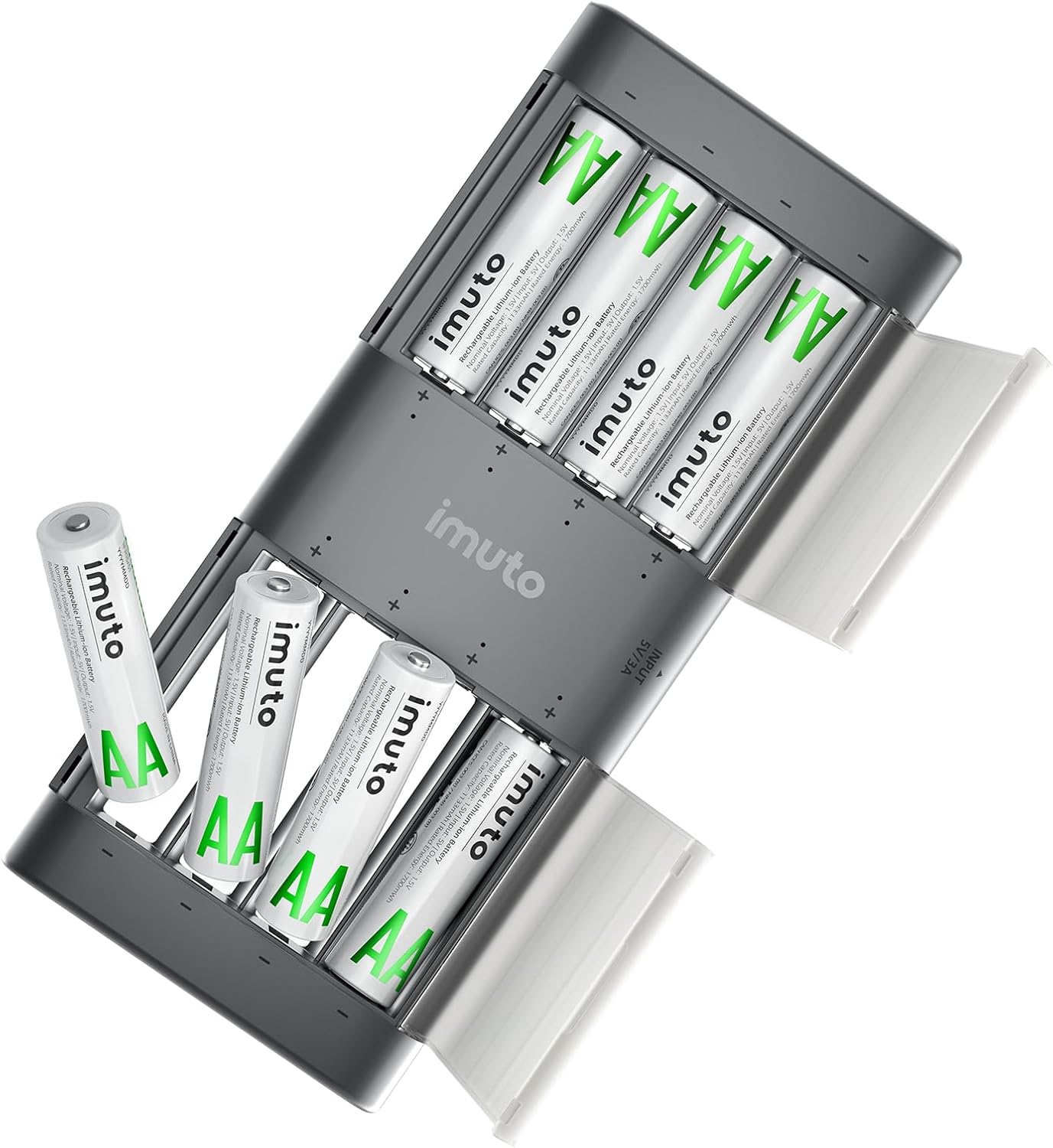 Wiederaufladbare Lithium AA Akkus 8er Pack – 1.5V 2000mWh mit Typ-C Ladegerät & Aufbewahrungsbox