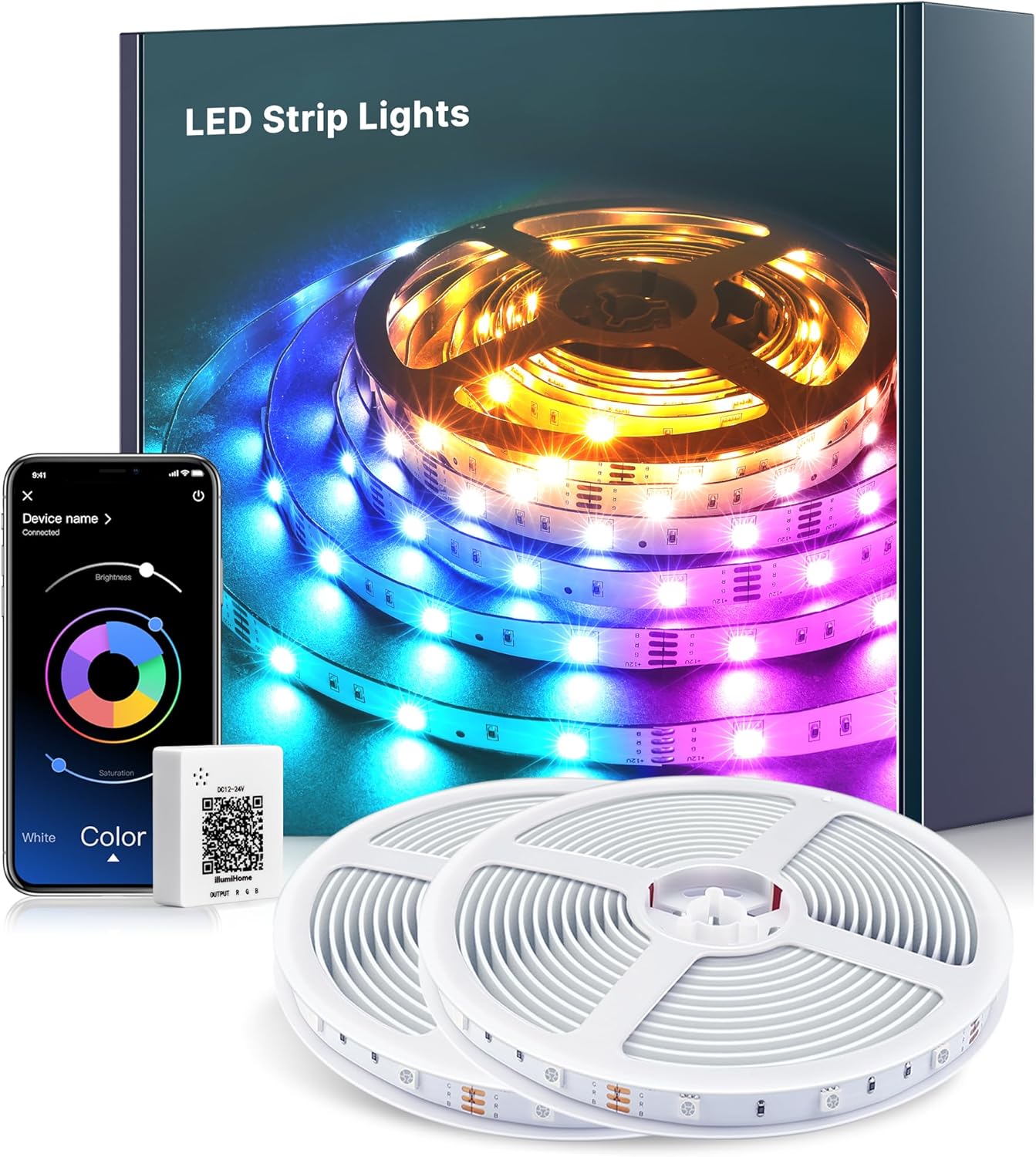 LED Strip 40m RGB – Bluetooth LED Streifen mit App & Fernbedienung, Musik Sync, 16 Mio. Farben, Timer