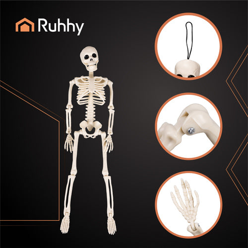 Halloween Deko 👻 Hängendes Menschliches Skelett 40cm Weiß Kunststoff 🎭 5900779956957