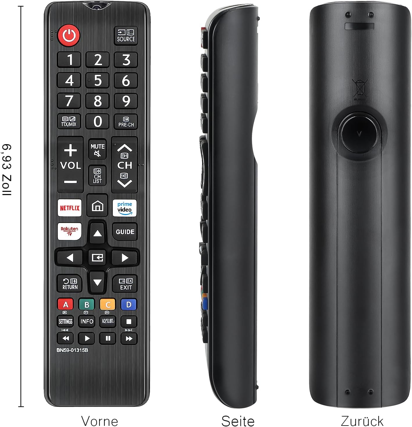 Universal Samsung Smart TV Fernbedienung BN59-01315B – Ersatz für AA59 & BN59 Modelle mit Netflix & Rakuten Taste