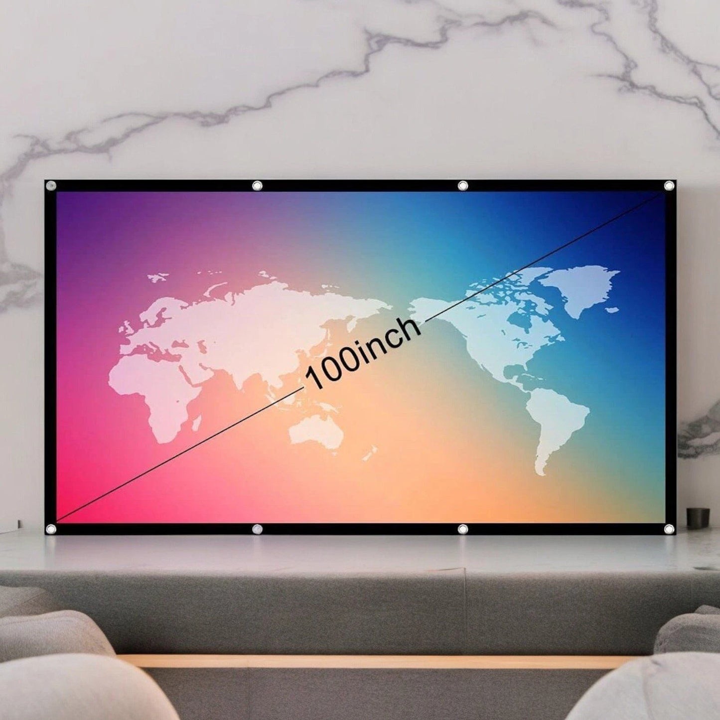 100 Zoll Beamer Leinwand 16:9 – Faltbare HD Projektorleinwand mit Haken, Tragbare Heimkino Leinwand für Innen & Außen