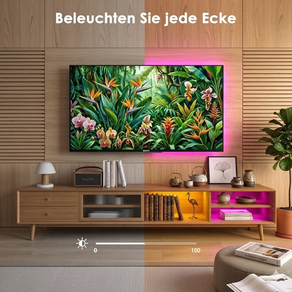 15m RGB LED Strip mit APP Steuerung, Musikmodus & Timer – 450 LEDs