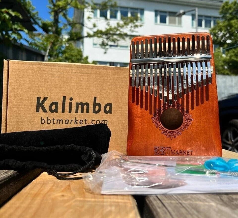 Kalimba 17 Tasten Daumenklavier Fingerpiano aus Holz mit Tragetasche & Notenheft