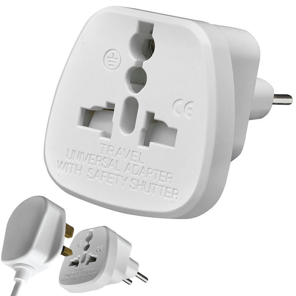 Universal Steckeradapter auf EU Steckdose 2-polig 10A/16A CE | Reiseadapter Weiß