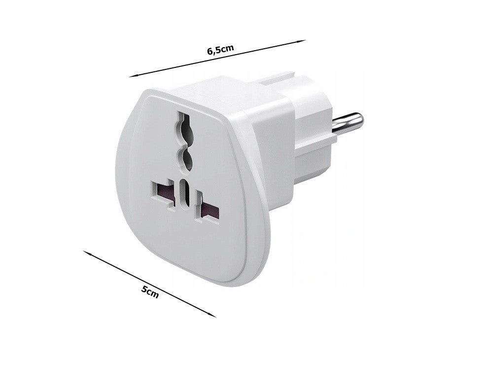 Universal Steckeradapter auf EU Steckdose 2-polig 10A/16A CE | Reiseadapter Weiß