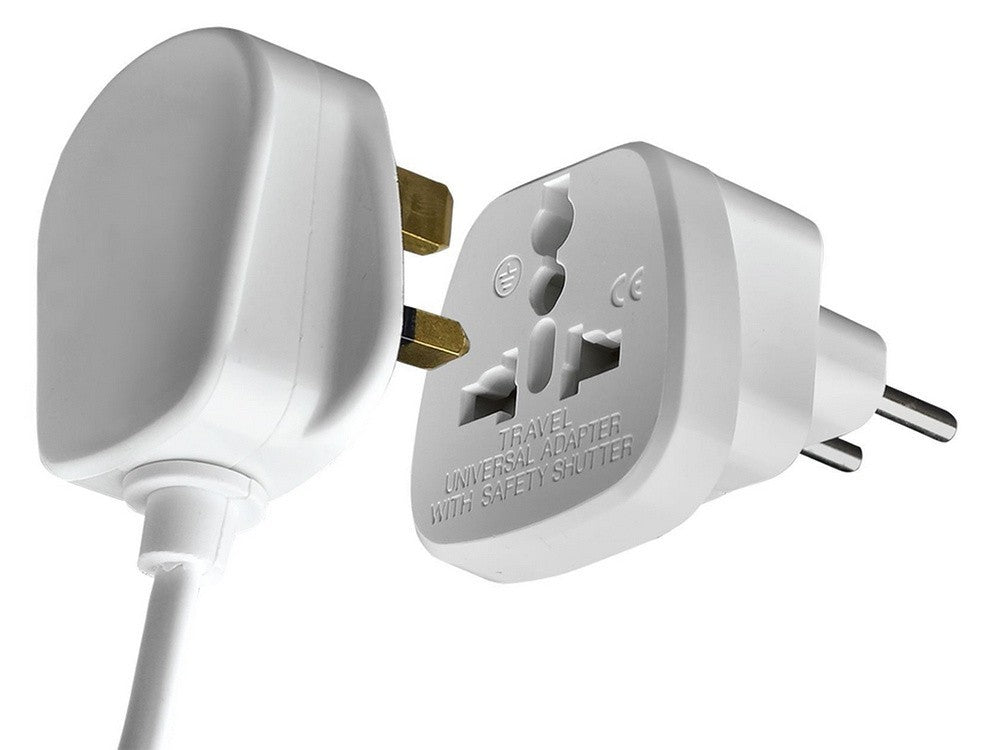 Universal Steckeradapter auf EU Steckdose 2-polig 10A/16A CE | Reiseadapter Weiß