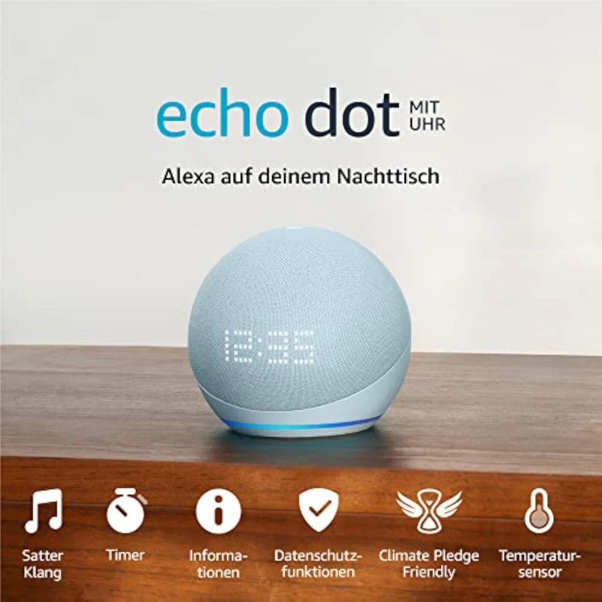 Amazon Echo Dot 5 (2022) mit Uhr Alexa Smart Speaker WLAN Bluetooth