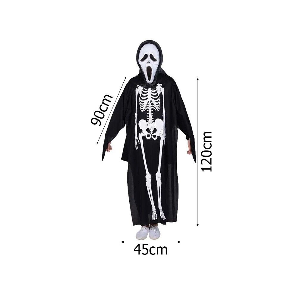 Skelett Kostüm Damen & Kinder Halloween Jumpsuit Cosplay Karneval Verkleidung