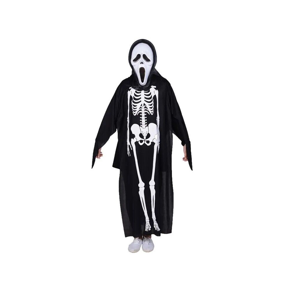 Skelett Kostüm Damen & Kinder Halloween Jumpsuit Cosplay Karneval Verkleidung