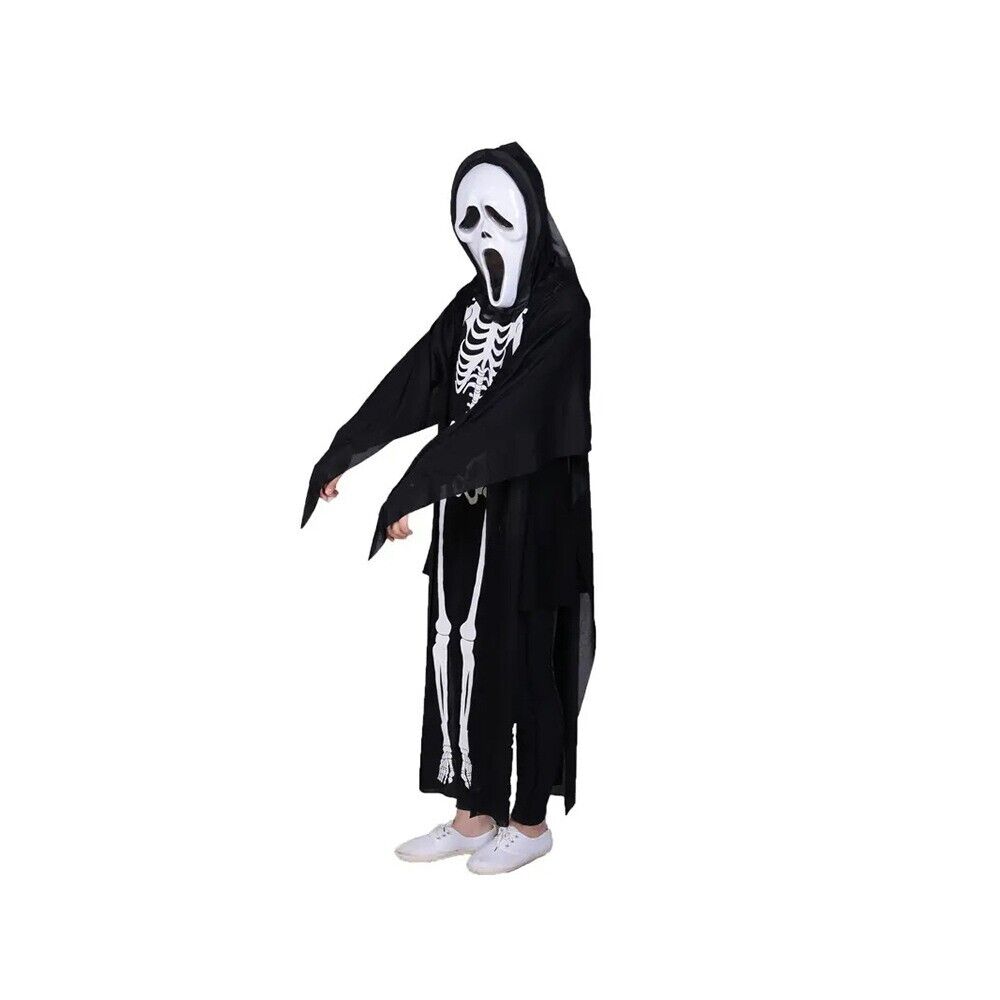 Skelett Kostüm Damen & Kinder Halloween Jumpsuit Cosplay Karneval Verkleidung