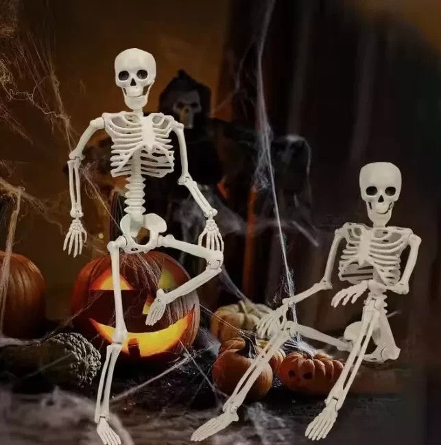 Halloween Deko 👻 Hängendes Menschliches Skelett 40cm Weiß Kunststoff 🎭  5900779956957