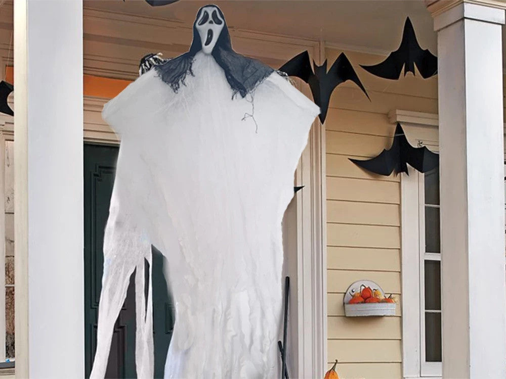 Halloween Hängedeko Gespenst Skelett Phantom Maske 90cm Schwarz Weiß