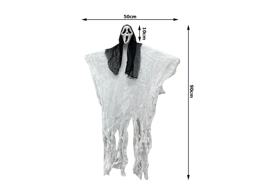 Halloween Hängedeko Gespenst Skelett Phantom Maske 90cm Schwarz Weiß