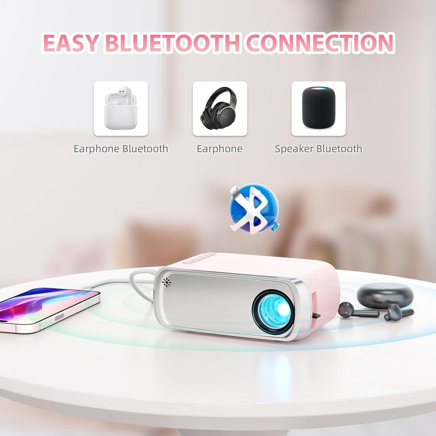 Mini Projektor Tragbarer LED Beamer Outdoor Heimkino HDMI USB für Smartphone