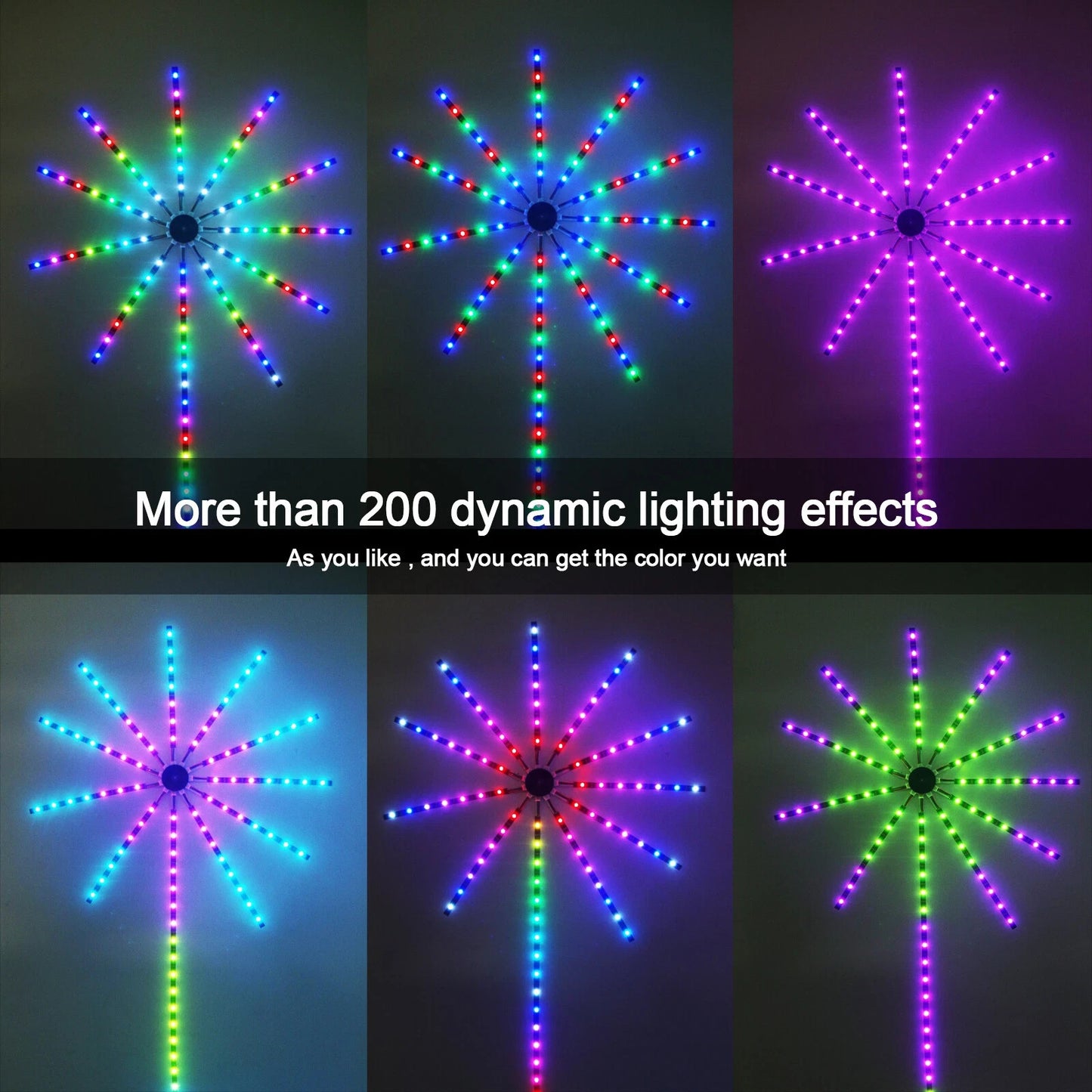 RGB LED Feuerwerk Lichterkette mit Bluetooth Musikmodus & Traumfarben 5V USB