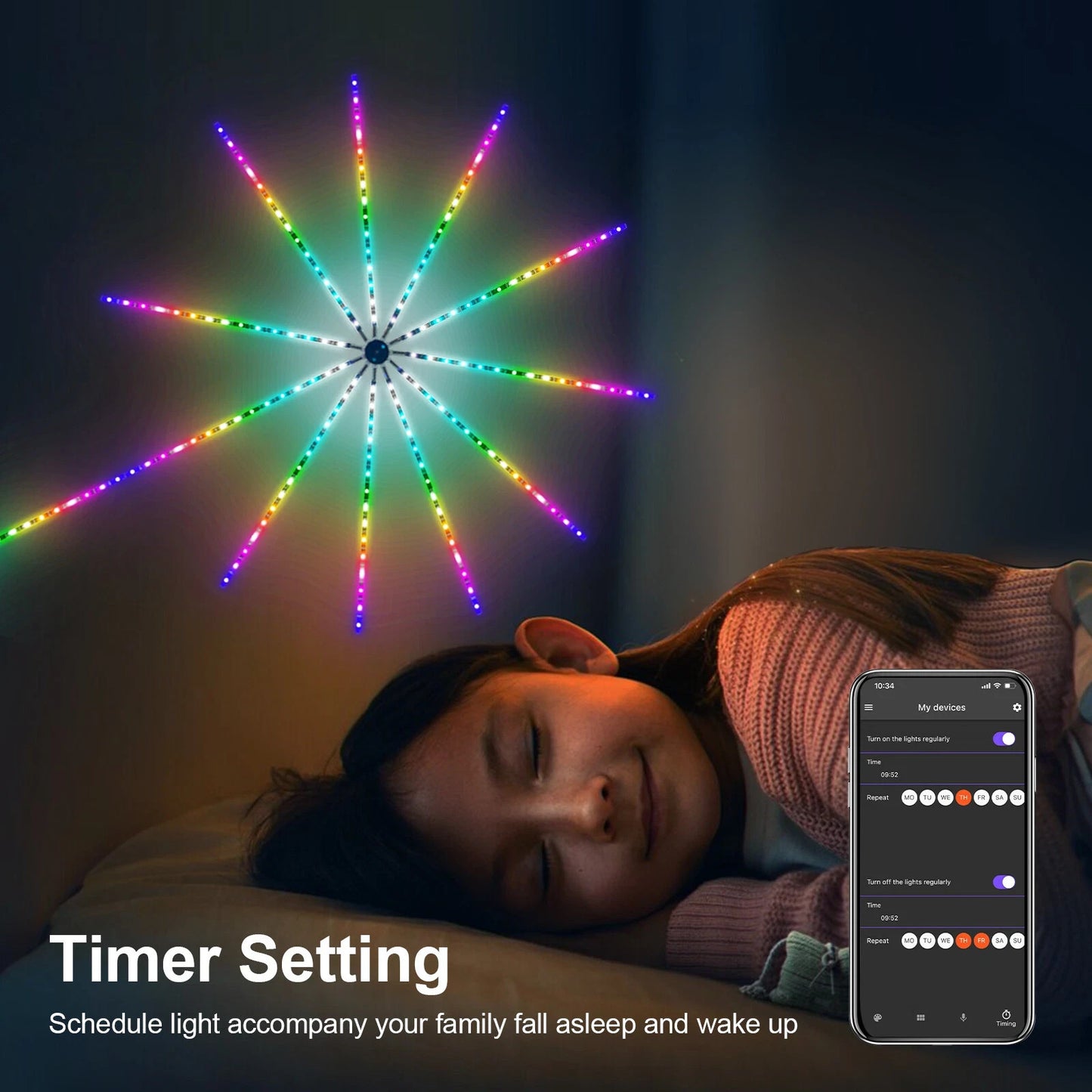 RGB LED Feuerwerk Lichterkette mit Bluetooth Musikmodus & Traumfarben 5V USB