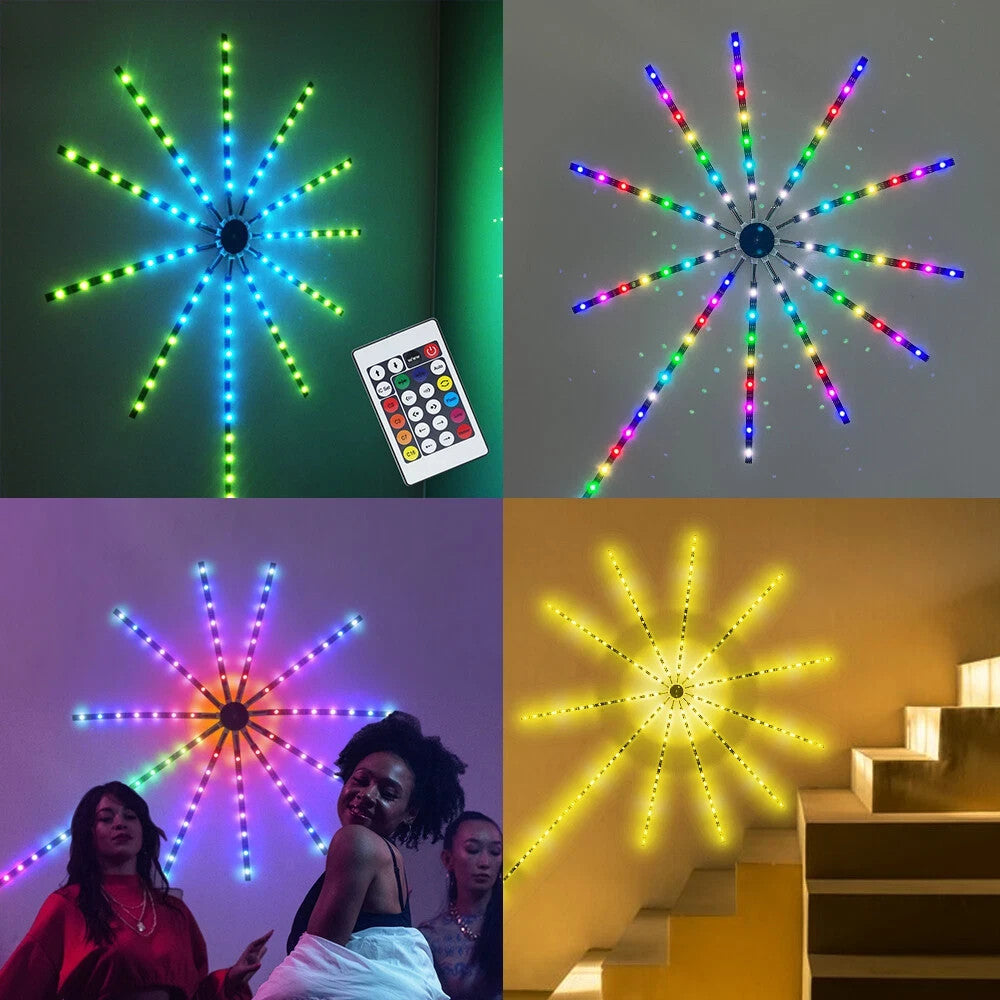 RGB LED Feuerwerk Lichterkette mit Bluetooth Musikmodus & Traumfarben 5V USB