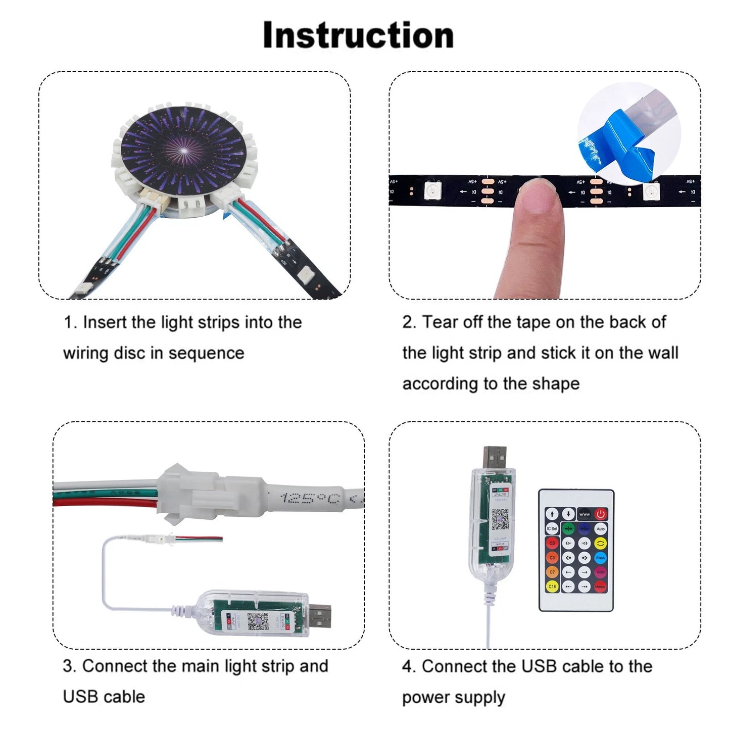 RGB LED Feuerwerk Lichterkette mit Bluetooth Musikmodus & Traumfarben 5V USB