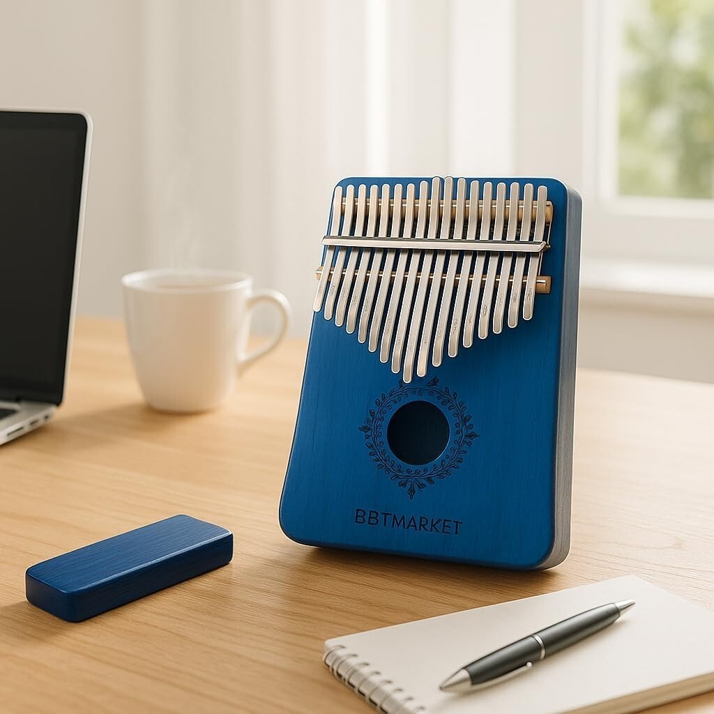 Kalimba 17 Tasten Blau – Hochwertiges Daumenklavier aus Holz | Fingerpiano für Anfänger & Profis