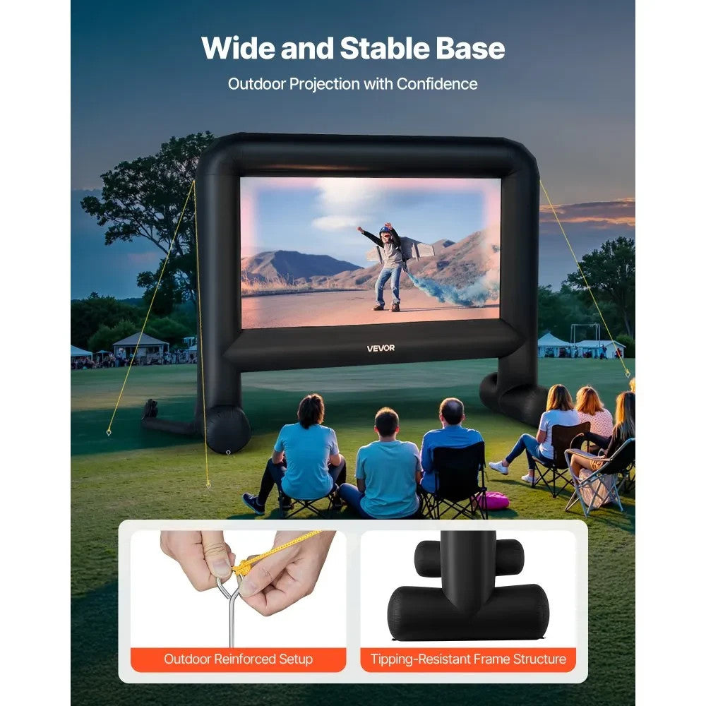 Aufblasbare Beamer Leinwand 16:9 mit Gebläse – Outdoor Projektionsleinwand für Heimkino, Gartenkino, Camping und Veranstaltungen
