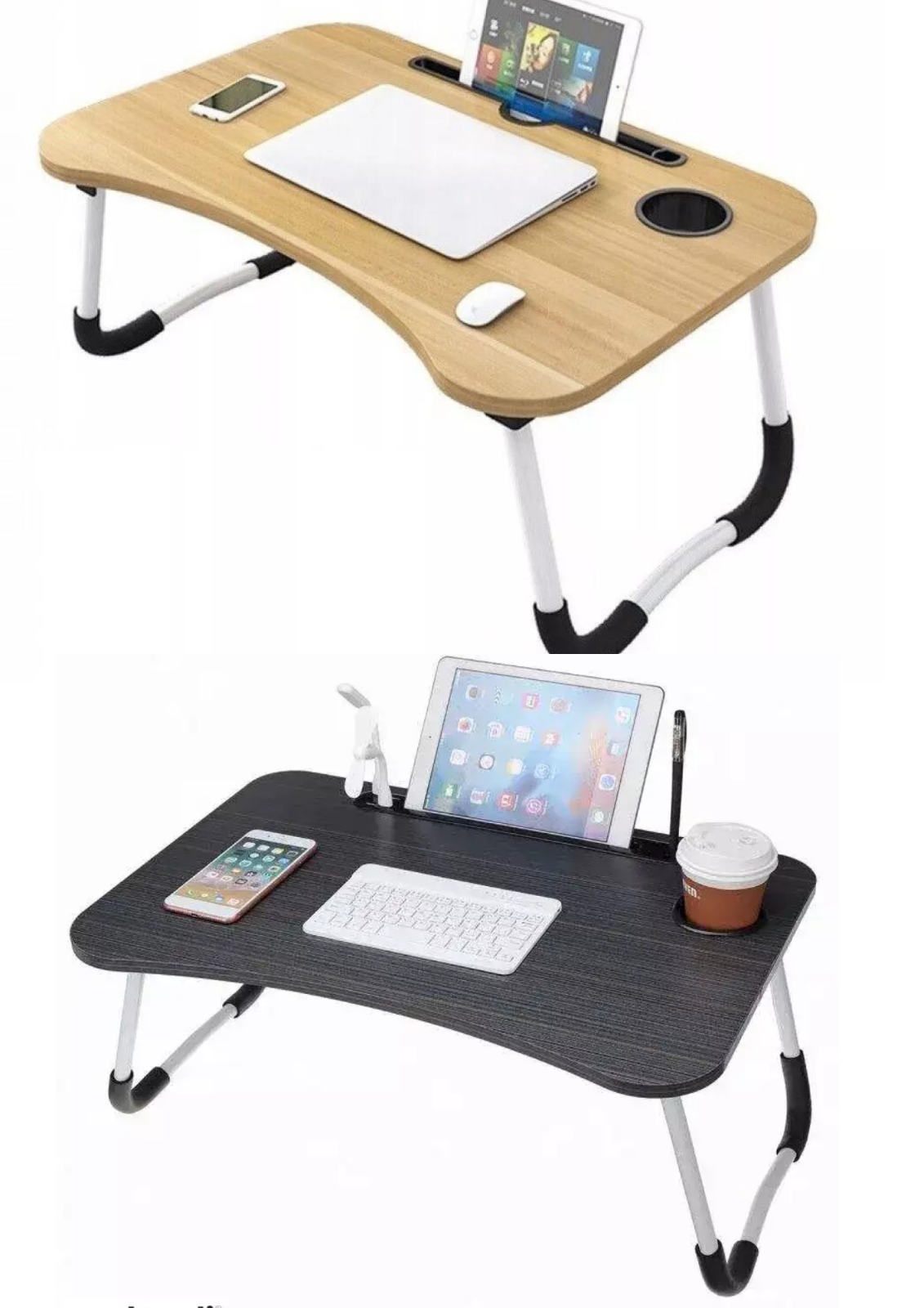 Laptoptisch klappbar 60x40 cm – Notebook Tisch & Betttisch mit Tablet Halterung, faltbares Laptop Tablett für Bett & Sofa