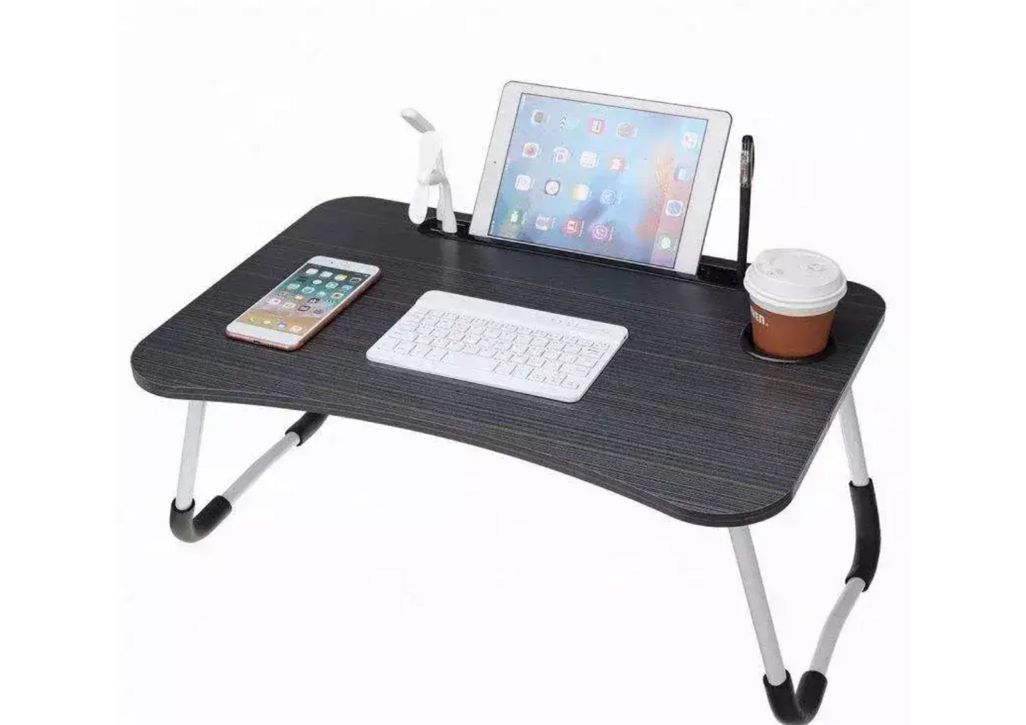 Laptoptisch klappbar 60x40 cm – Notebook Tisch & Betttisch mit Tablet Halterung, faltbares Laptop Tablett für Bett & Sofa