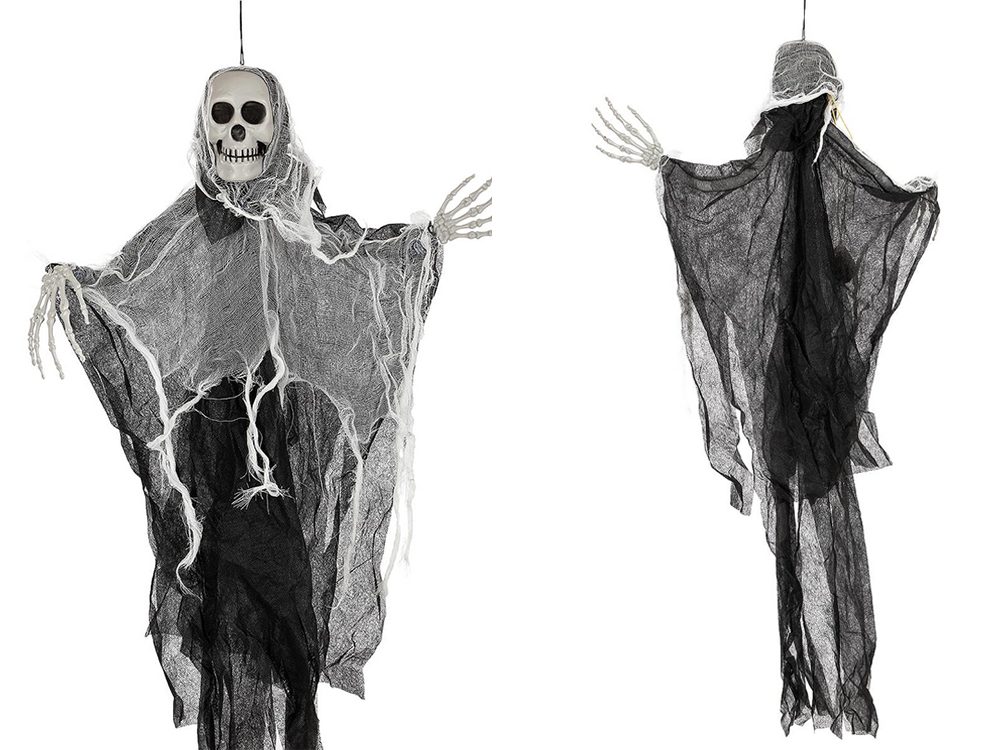 Gruselige Halloween Deko Hängendes Gespenst mit Schädel Tot 80cm 💀🕯