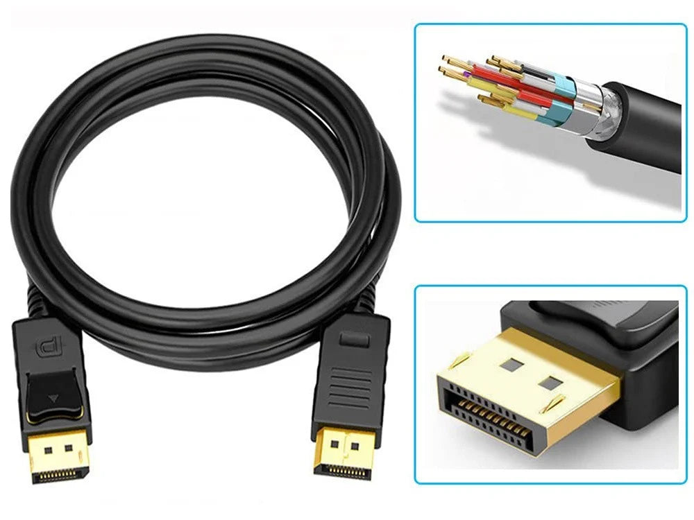 DisplayPort Kabel DP 1.4 1,5 m 8K 30Hz 4K 120Hz Audio Video Goldstecker