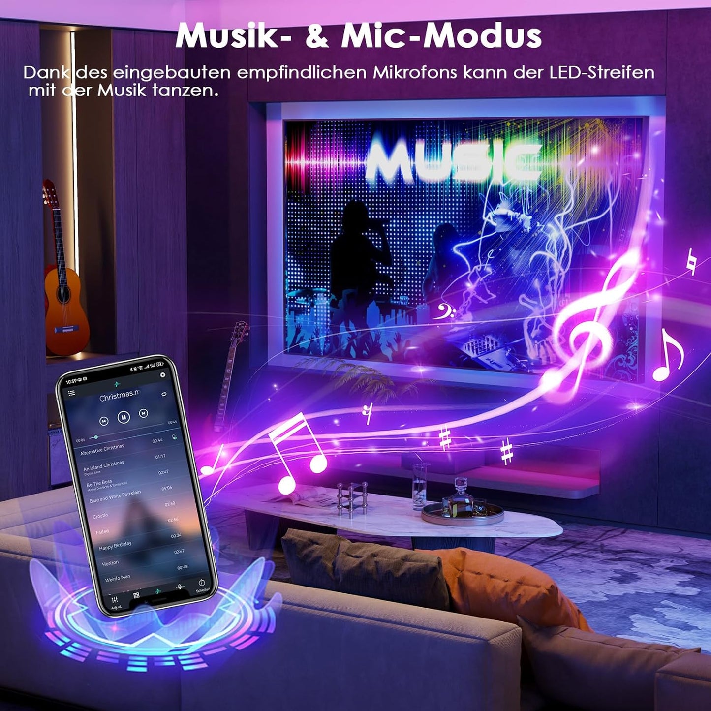 15m RGB LED Strip mit APP Steuerung, Musikmodus & Timer – 450 LEDs