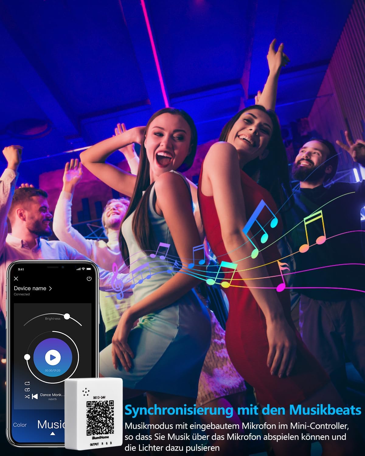 LED Strip 40m RGB – Bluetooth LED Streifen mit App & Fernbedienung, Musik Sync, 16 Mio. Farben, Timer
