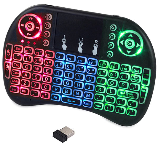 Kabellose Mini-Tastatur mit Touchpad & Hintergrundbeleuchtung – Kompatibel mit PC, Smart TV, Android, Windows, Linux, PS3, Xbox