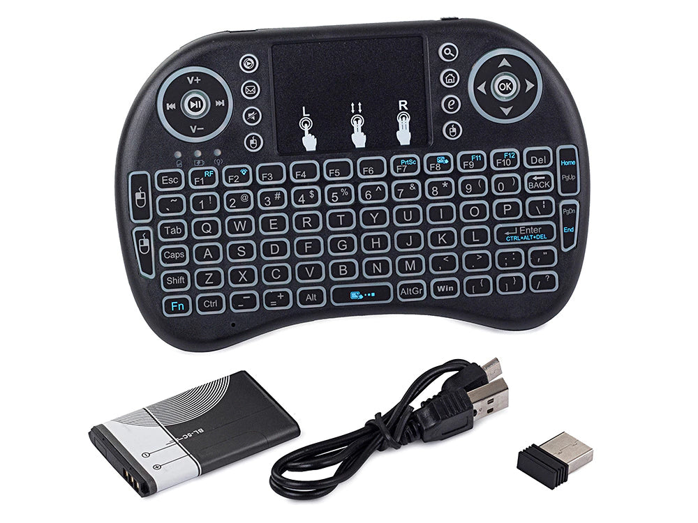 Kabellose Mini-Tastatur mit Touchpad & Hintergrundbeleuchtung – Kompatibel mit PC, Smart TV, Android, Windows, Linux, PS3, Xbox