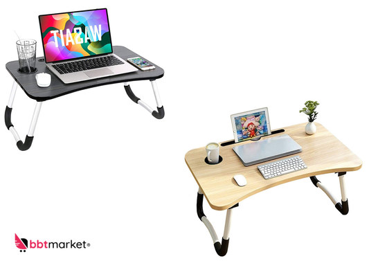 Laptoptisch klappbar 60x40 cm – Notebook Tisch & Betttisch mit Tablet Halterung, faltbares Laptop Tablett für Bett & Sofa