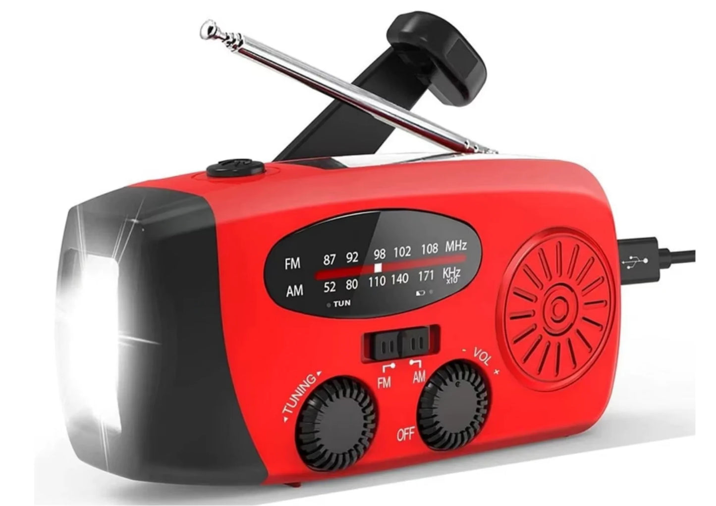 Multifunktionales Notfallradio mit Solar Kurbel LED Taschenlampe & Powerbank AM FM WB