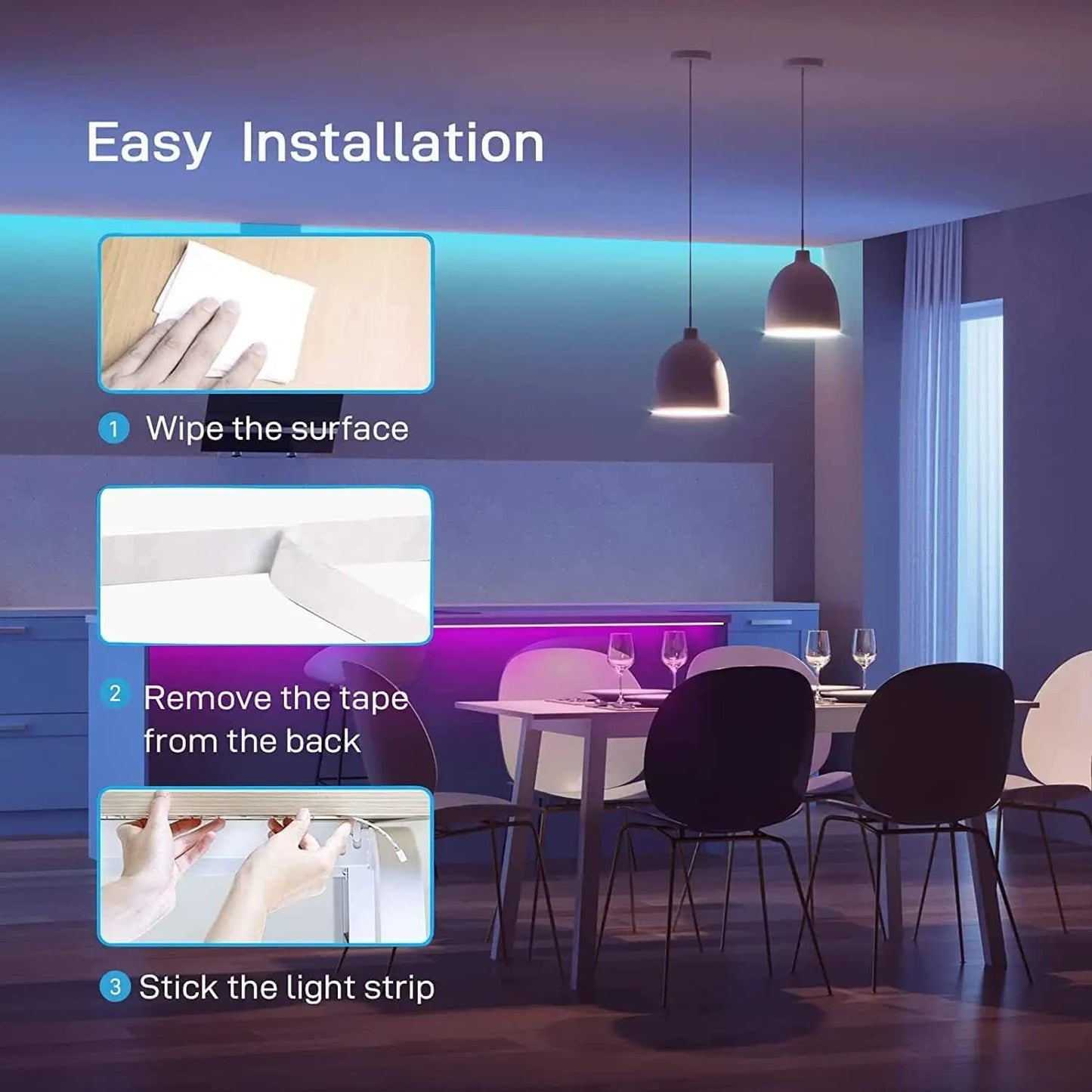 LED Strip 40m RGB – Bluetooth LED Streifen mit App & Fernbedienung, Musik Sync, 16 Mio. Farben, Timer