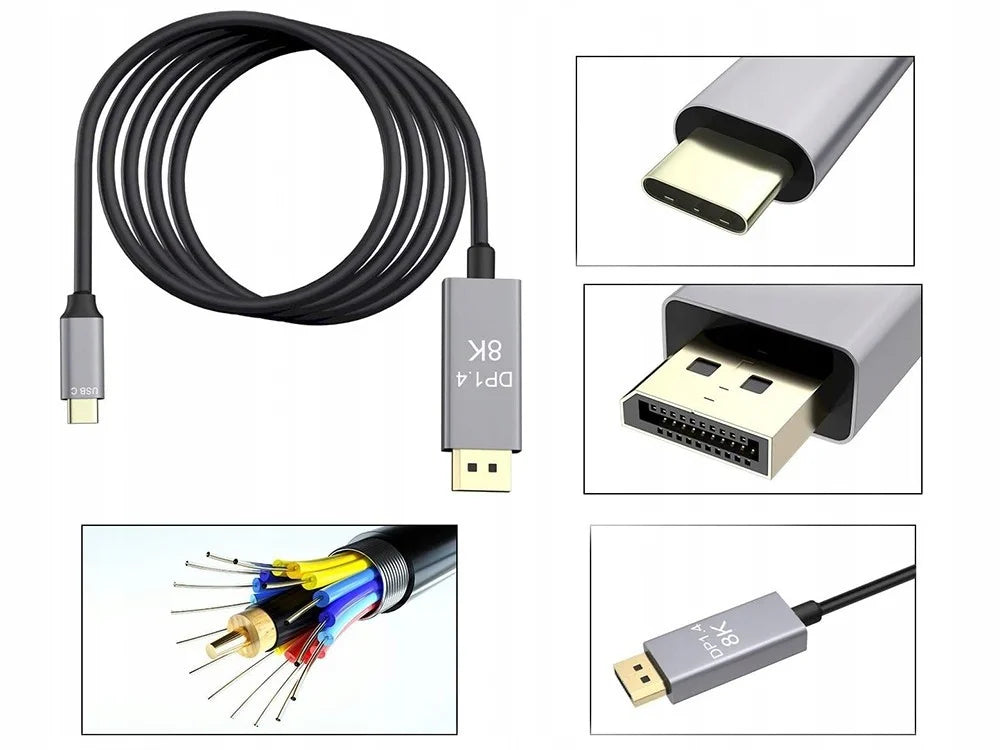 USB-C auf DisplayPort Kabel DP 1.4 8K 60Hz 4K 120Hz 1,8 m Monitor Adapter