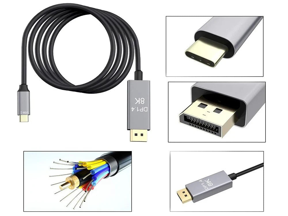 USB-C auf DisplayPort Kabel DP 1.4 8K 60Hz 4K 120Hz 1,8 m Monitor Adapter