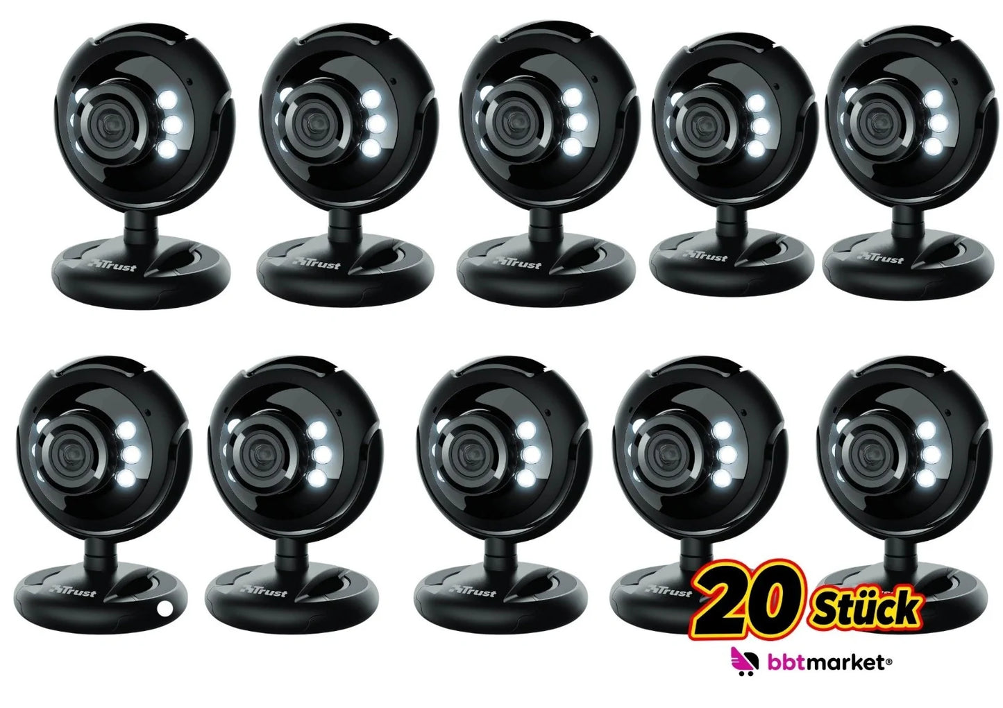 USB Webcam 1,3 Megapixel mit Mikrofon & LED Beleuchtung – PC Laptop Kamera für Videochat