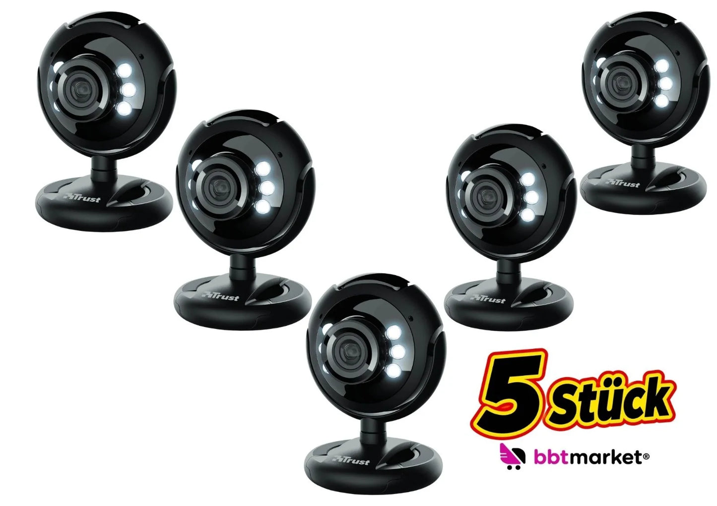 USB Webcam 1,3 Megapixel mit Mikrofon & LED Beleuchtung – PC Laptop Kamera für Videochat